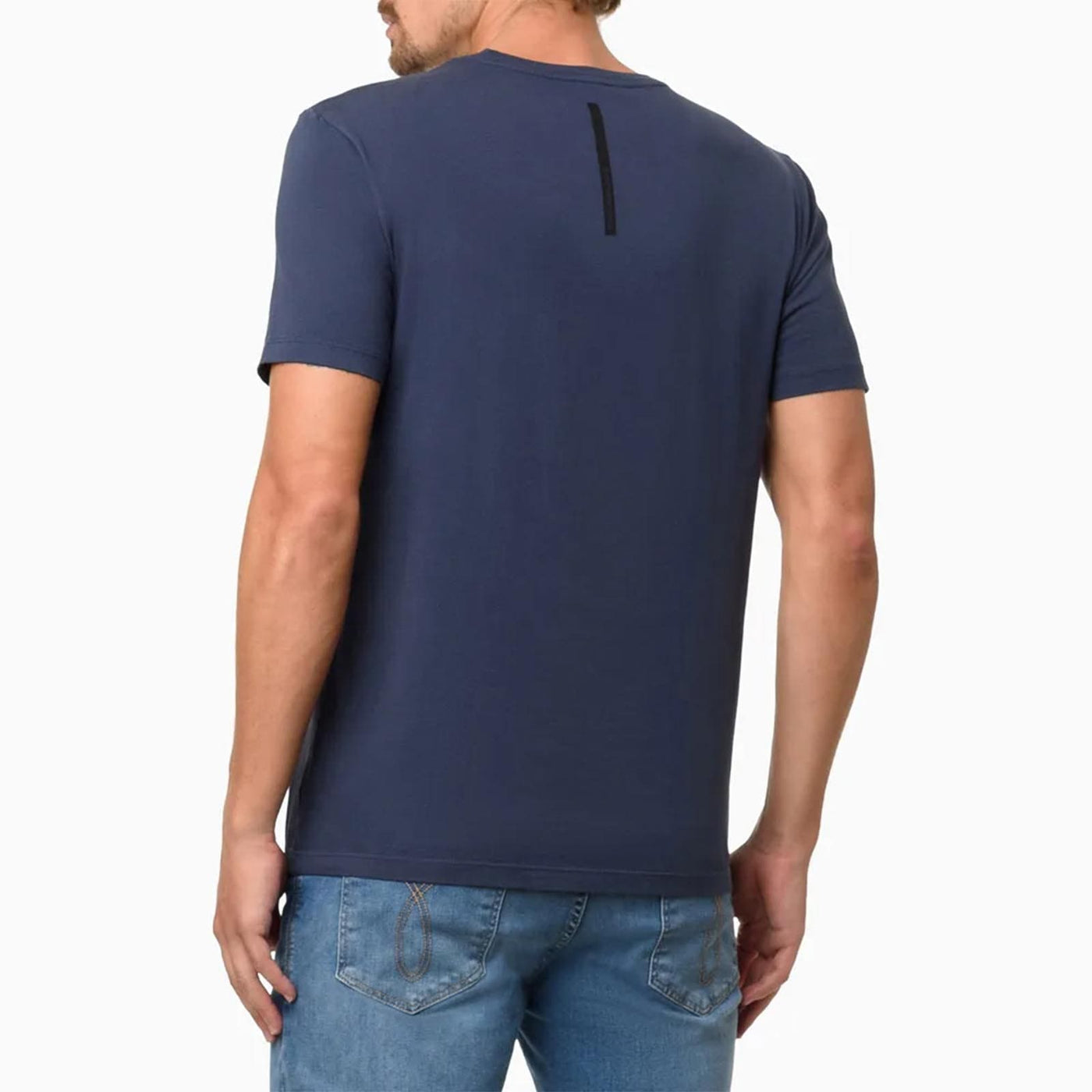 Camiseta Masculina de Algodão Estampa Logo Centralizado Calvin Klein Jeans Azul Marinho